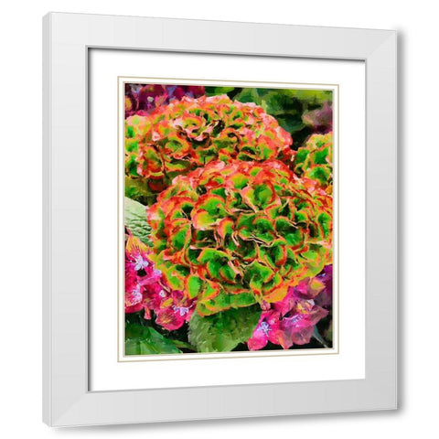 Red - Green Flower White Modern Wood Framed Art Print with Double Matting by Medeiros, Celito