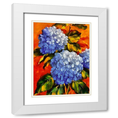 Purple Flowers White Modern Wood Framed Art Print with Double Matting by Medeiros, Celito