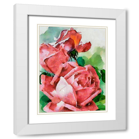 Red Roses I White Modern Wood Framed Art Print with Double Matting by Medeiros, Celito