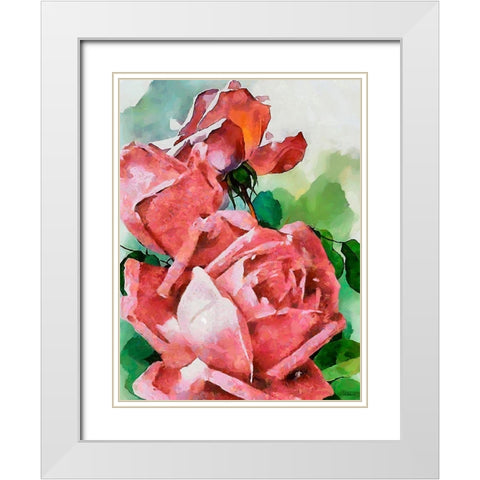 Red Roses I White Modern Wood Framed Art Print with Double Matting by Medeiros, Celito