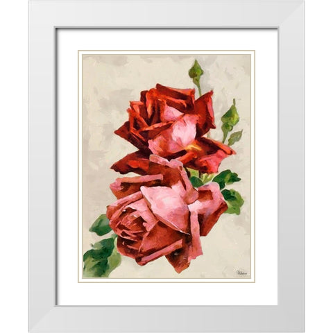 Red Roses III White Modern Wood Framed Art Print with Double Matting by Medeiros, Celito