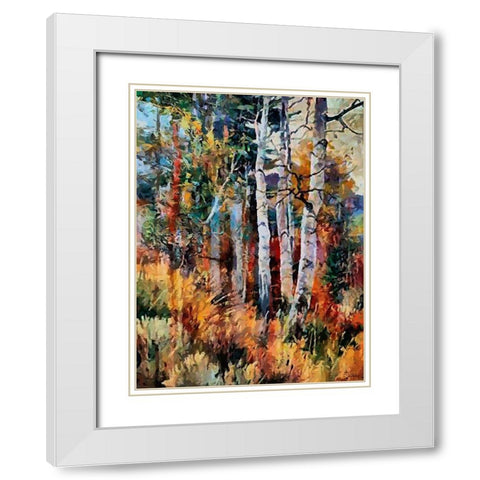 Birches Wood I White Modern Wood Framed Art Print with Double Matting by Medeiros, Celito