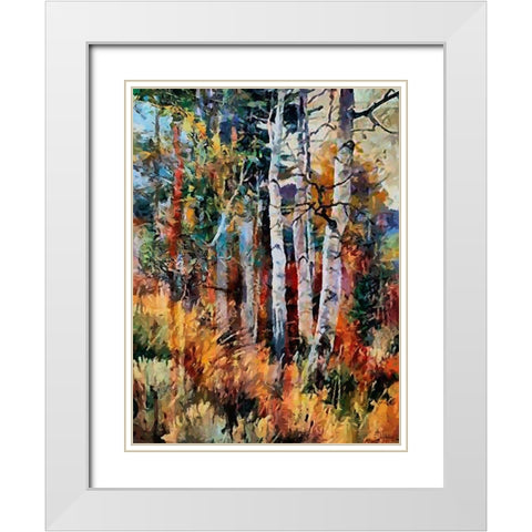 Birches Wood I White Modern Wood Framed Art Print with Double Matting by Medeiros, Celito