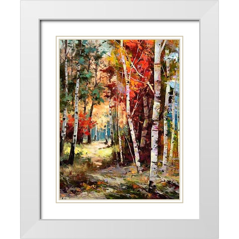 Birches Wood II White Modern Wood Framed Art Print with Double Matting by Medeiros, Celito