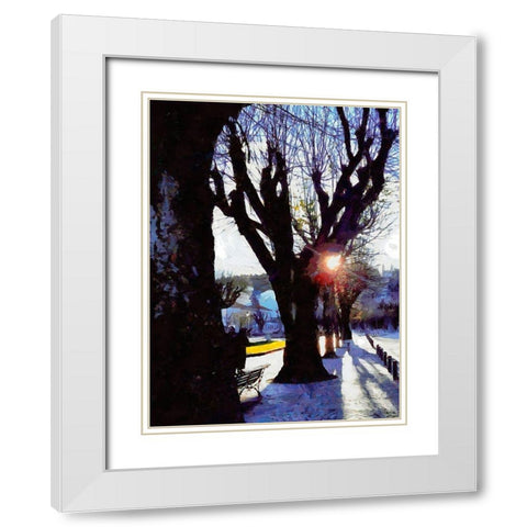 Sunrise in the Alley White Modern Wood Framed Art Print with Double Matting by Medeiros, Celito