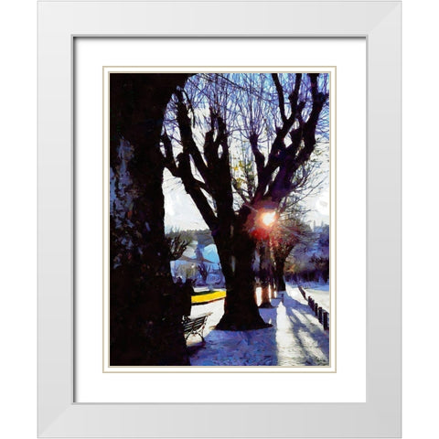 Sunrise in the Alley White Modern Wood Framed Art Print with Double Matting by Medeiros, Celito