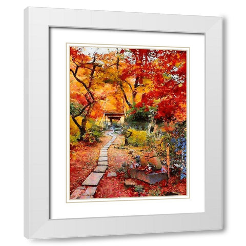 A Path into Garden White Modern Wood Framed Art Print with Double Matting by Medeiros, Celito