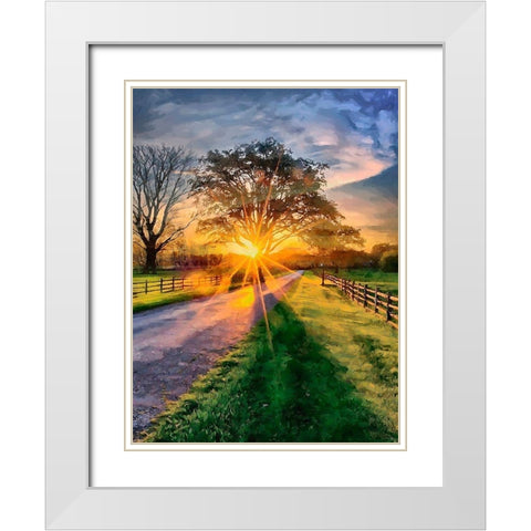 Sunset behind the Tree II White Modern Wood Framed Art Print with Double Matting by Medeiros, Celito