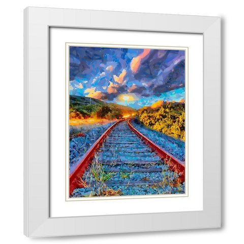 Railway Tracks II White Modern Wood Framed Art Print with Double Matting by Medeiros, Celito