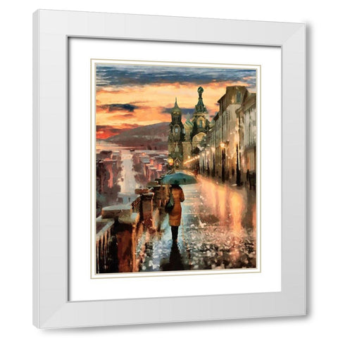 A Walk in Moscow White Modern Wood Framed Art Print with Double Matting by Medeiros, Celito