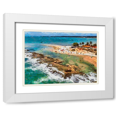 A Tropical Beach White Modern Wood Framed Art Print with Double Matting by Medeiros, Celito