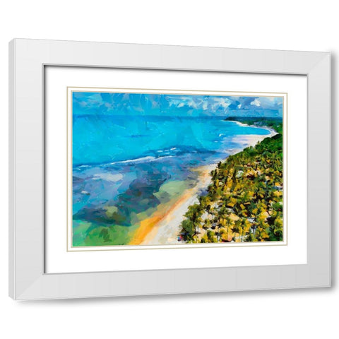 Beach by the Azure Sea I White Modern Wood Framed Art Print with Double Matting by Medeiros, Celito