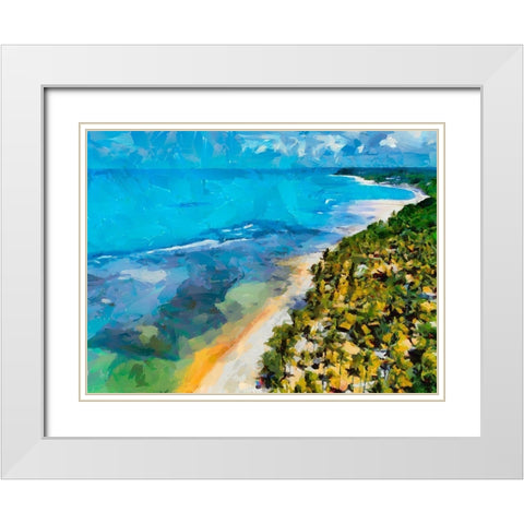 Beach by the Azure Sea I White Modern Wood Framed Art Print with Double Matting by Medeiros, Celito