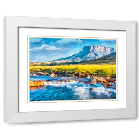 Table Mountain White Modern Wood Framed Art Print with Double Matting by Medeiros, Celito