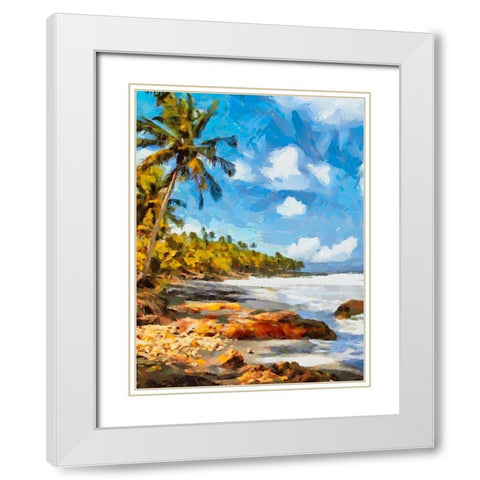 Palm Beach White Modern Wood Framed Art Print with Double Matting by Medeiros, Celito