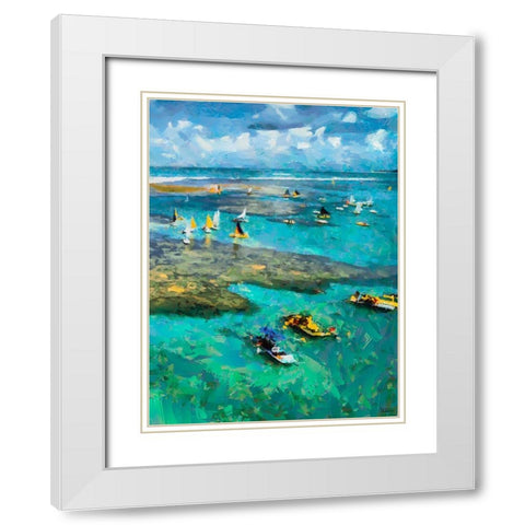 Sailing Boats White Modern Wood Framed Art Print with Double Matting by Medeiros, Celito
