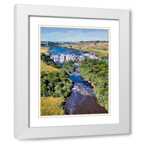 Wattefall on the River White Modern Wood Framed Art Print with Double Matting by Medeiros, Celito
