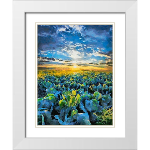 Sunset over the Meadow White Modern Wood Framed Art Print with Double Matting by Medeiros, Celito