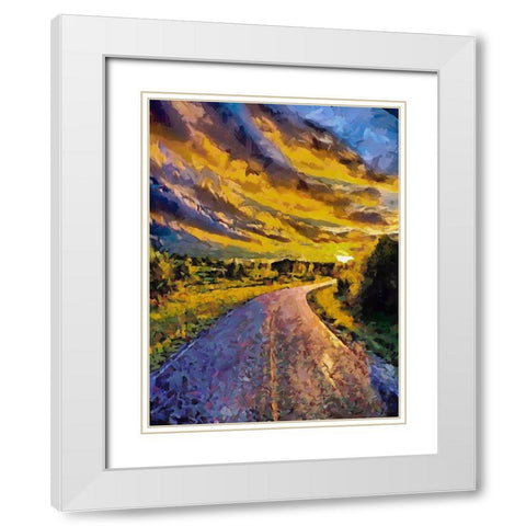 Sunset Road I White Modern Wood Framed Art Print with Double Matting by Medeiros, Celito