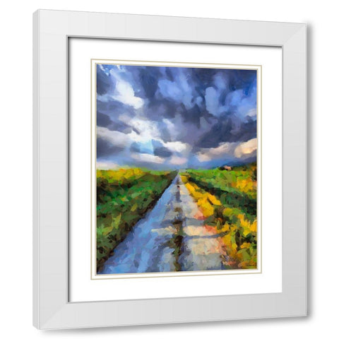 The Road with Clouds White Modern Wood Framed Art Print with Double Matting by Medeiros, Celito