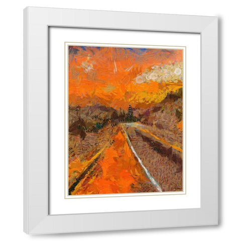 Golden Sunset White Modern Wood Framed Art Print with Double Matting by Medeiros, Celito