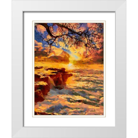 Cliff above the Sea White Modern Wood Framed Art Print with Double Matting by Medeiros, Celito