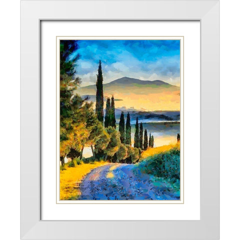 Mountain in Tuscany White Modern Wood Framed Art Print with Double Matting by Medeiros, Celito