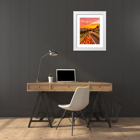 Sunset in the Mountains White Modern Wood Framed Art Print with Double Matting by Medeiros, Celito