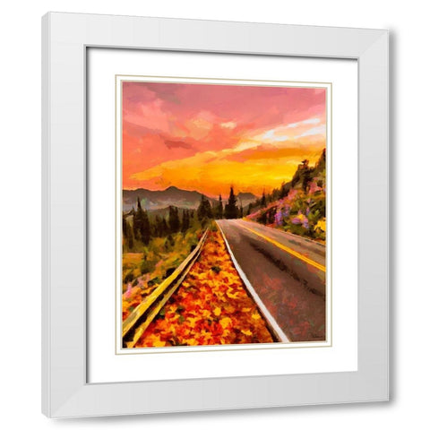 Sunset in the Mountains White Modern Wood Framed Art Print with Double Matting by Medeiros, Celito
