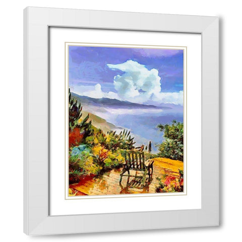 Armchair on the Terrace White Modern Wood Framed Art Print with Double Matting by Medeiros, Celito