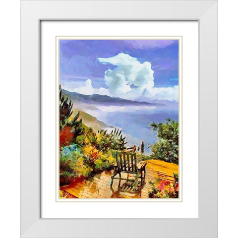 Armchair on the Terrace White Modern Wood Framed Art Print with Double Matting by Medeiros, Celito