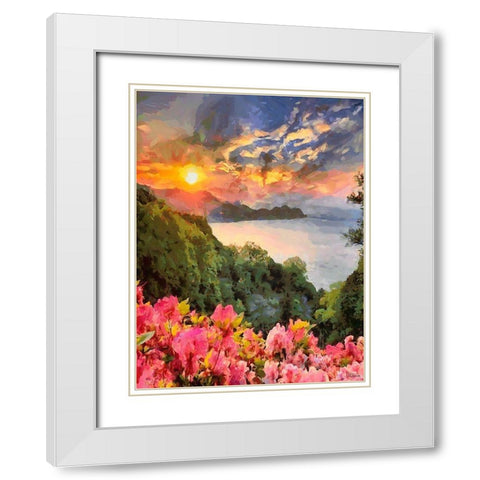 Flowers in the Meadow by the Sea IV White Modern Wood Framed Art Print with Double Matting by Medeiros, Celito