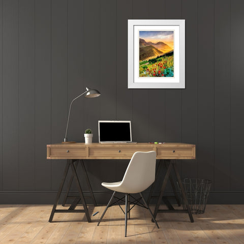 Meadow in the Mountains White Modern Wood Framed Art Print with Double Matting by Medeiros, Celito