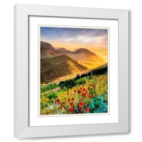 Meadow in the Mountains White Modern Wood Framed Art Print with Double Matting by Medeiros, Celito