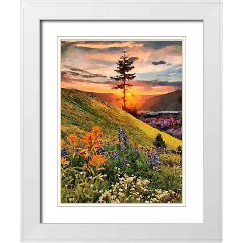 Sunrise behind a Tree White Modern Wood Framed Art Print with Double Matting by Medeiros, Celito