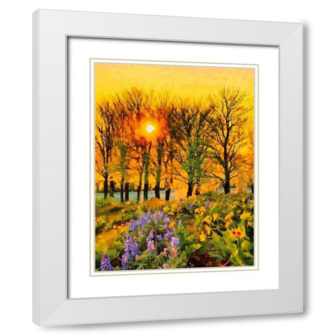 Sunset behind the Trees White Modern Wood Framed Art Print with Double Matting by Medeiros, Celito