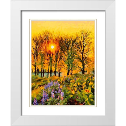Sunset behind the Trees White Modern Wood Framed Art Print with Double Matting by Medeiros, Celito