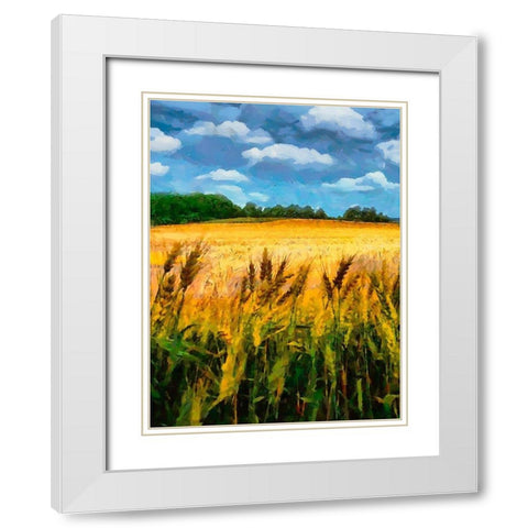 Wheat Fields White Modern Wood Framed Art Print with Double Matting by Medeiros, Celito