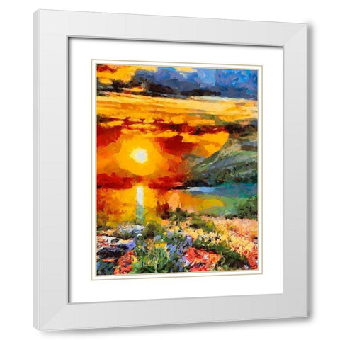 Bloody Sunset White Modern Wood Framed Art Print with Double Matting by Medeiros, Celito