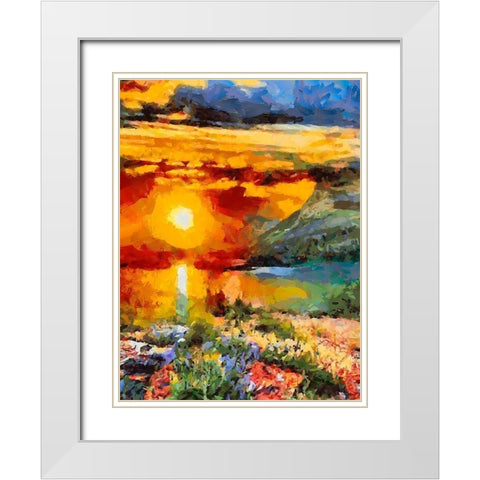 Bloody Sunset White Modern Wood Framed Art Print with Double Matting by Medeiros, Celito