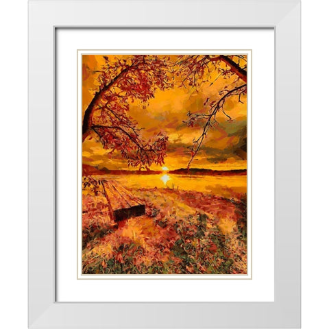 Golden Sunset White Modern Wood Framed Art Print with Double Matting by Medeiros, Celito