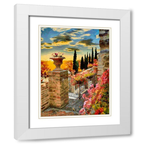 A Terrace in Tuscany White Modern Wood Framed Art Print with Double Matting by Medeiros, Celito