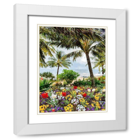 Flowers on the Palm Beach White Modern Wood Framed Art Print with Double Matting by Medeiros, Celito