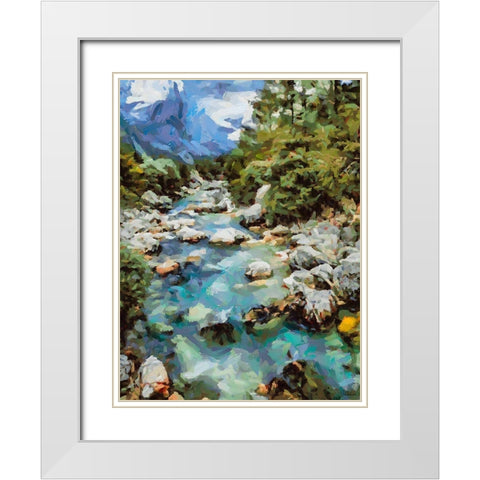Stream in the Mountains I White Modern Wood Framed Art Print with Double Matting by Medeiros, Celito