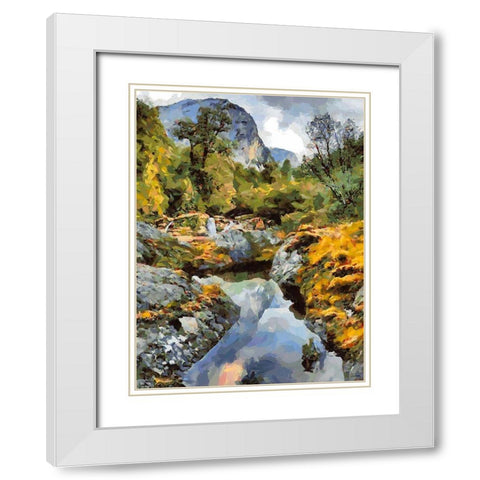 Stream in the Mountains II White Modern Wood Framed Art Print with Double Matting by Medeiros, Celito