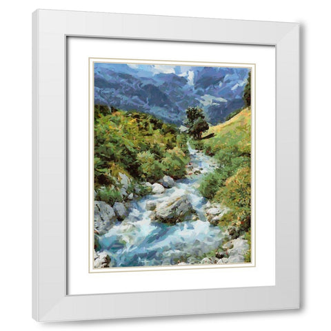 Stream in the Mountains III White Modern Wood Framed Art Print with Double Matting by Medeiros, Celito