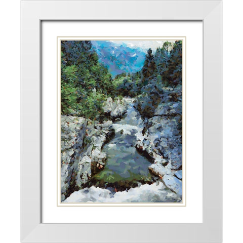 Stream in the Mountains IV White Modern Wood Framed Art Print with Double Matting by Medeiros, Celito
