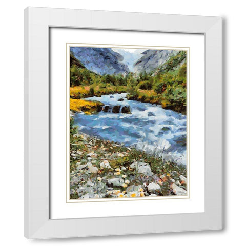 Stream in the Mountains V White Modern Wood Framed Art Print with Double Matting by Medeiros, Celito