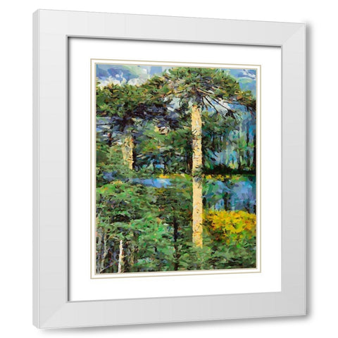 Tropical Trees White Modern Wood Framed Art Print with Double Matting by Medeiros, Celito