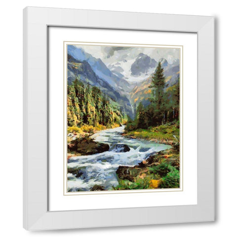Stream in the Mountains VI White Modern Wood Framed Art Print with Double Matting by Medeiros, Celito